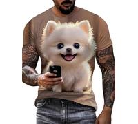 Camiseta Impresa en 3D para Hombre con Perro Suelto Camisetas Divertidas de Hip Hop de Calle con Cuello Redondo Manga Corta Tops de Talla Grande