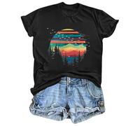 Camiseta Impresión Casual Mujer Camiseta Con Cuello Redondo Manga Corta Y Una Impresión Gráfica Sombrero De Bruja Para Un Aspecto Diario Sin complicaciones Mujer Oversized, Negro , L