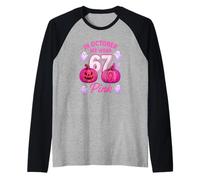 Camiseta In October We Wear Pink 6 7 Meme Halloween Camiseta Manga Raglan