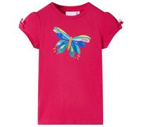 Camiseta Infantil con Dibujo de Mariposa Ropa de Manga Corta Rosa Chillón 116