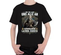 Camiseta infantil con texto en alemán "Der Tod risa Uns alle an Germanen Risen, Negro , 152