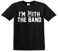 Camiseta infantil con texto en inglés "I'm with The Band", camiseta para niños Rockstar Star Rock, Camiseta negra con estampado blanco, 12-14 años