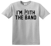 Camiseta infantil con texto en inglés "I'm with The Band", camiseta para niños Rockstar Star Rock, Camiseta deportiva gris con estampado negro, 3-4 años
