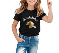 Camiseta Infantil de Manga Corta con Estampado Alemán para Niña Cómoda y Casual para Uso Diario (Black, 8-9 Years)