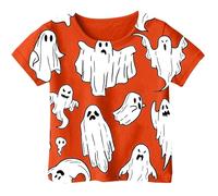 Camiseta Infantil de Manga Corta con Estampado de Halloween para niños y niñas de 1 a 13 años, algodón Suave Transpirable, diseño de Calabazas y Fantasmas, Ideal para Fiestas y Disfraces Escolares.