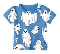 Camiseta Infantil de Manga Corta con Estampado de Halloween para niños y niñas de 1 a 13 años, algodón Suave Transpirable, diseño de Calabazas y Fantasmas, Ideal para Fiestas y Disfraces Escolares.