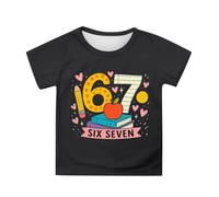 Camiseta infantil de manga corta con estampado gráfico para niños, diseño digital, camiseta informal y cómoda para el día a día., Negro , 12-13 años