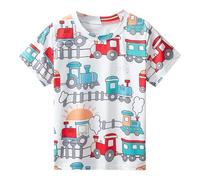 Camiseta Infantil de Manga Corta para niños con Dinosaurio y Coche diseño Divertido cómodo y Veraniego para Uso Diario y Actividades al Libre (White, 2-3 Years) #118