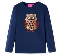 Camiseta Infantil de Manga Larga Búho de Lentejuelas Ropa Niños Azul Marino 92