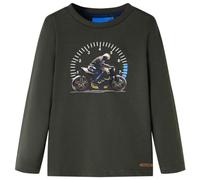 Camiseta Infantil de Manga Larga con Estampado de Moto Ropa de Niños Caqui 104