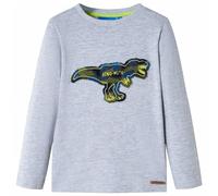 Camiseta Infantil de Manga Larga Diseño Dinosaurio Ropa Niños Gris Melange 140