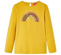 Camiseta Infantil de Manga Larga Estampado Arcoíris Jersey Color Ocre 116