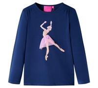 Camiseta Infantil de Manga Larga Estampado Bailarina Jersey Azul Marino 116