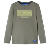 Camiseta Infantil de Manga Larga Estampado Coche Carreras Jersey Caqui 104
