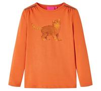 Camiseta Infantil de Manga Larga Estampado de Gato Jersey para Niños Naranja 140
