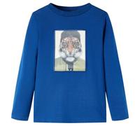 Camiseta Infantil de Manga Larga Estampado de Tigre Jersey Azul Oscuro 140