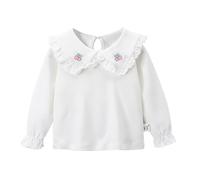 Camiseta infantil de primavera y otoño para mujer, de algodón, con solapa, cuello de muñeca, blusa blanca para niñas, camiseta de tenis para niñas, Rojo De La Sandía, 3-4 años