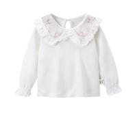 Camiseta infantil de primavera y otoño para mujer, de algodón, con solapa, cuello de muñeca, blusa blanca para niñas, camiseta de tenis para niñas, hot pink, 5-6 años