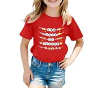 Camiseta infantil genérica de regreso a la escuela moda casual impresa manga corta cuello redondo corte suelto alto cómodo para niños ropa diaria, rojo, 12-13 Años