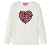 Camiseta Infantil Manga Larga Diseño Corazón de Lentejuelas Jersey Ropa Crudo 92