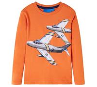 Camiseta Infantil Manga Larga Estampado Aviones Ropa Niños Naranja Oscuro 116