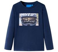 Camiseta Infantil Manga Larga Estampado Casco Ropa Niños Azul Marino Melange 128