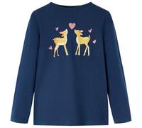 Camiseta Infantil Manga Larga Estampado de Ciervos Jersey Ropa Azul Marino 92