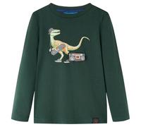Camiseta Infantil Manga Larga Estampado de Dinosaurio Jersey Verde Oscuro 104