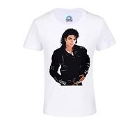Camiseta infantil mixta Michael Jackson Chaqueta Negro Estilo Cantante Pop Star Celebrite, blanco, 6 años