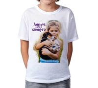 Camiseta Infantil Personalizada con Foto. Regalos Personalizados Infantiles. Camiseta de Manga Corta Blanca. Tacto algodón 100% poliéster. Distintas Tallas. Talla 5-6