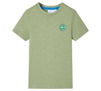Camiseta Infantil Top de Niños Ropa Manga Corta Cuello Redondo Caqui Claro 104