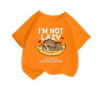 Camiseta infantil unisex de dibujos animados de cuello redondo manga corta camiseta casual cómoda verano, naranja, 2- 4 años