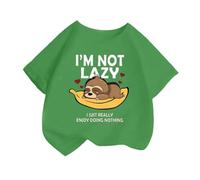 Camiseta infantil unisex de dibujos animados de cuello redondo manga corta camiseta casual cómoda verano, verde, 8-10 Años