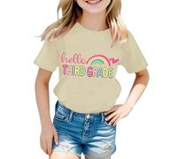 Camiseta informal con cuello de letra, manga corta para el comienzo del colegio, material de algodón suave, ajuste cómodo para el día a día, ropa exterior ideal para actividades al aire libre