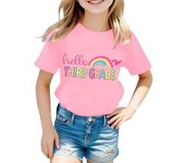 Camiseta informal con cuello de letra, manga corta para el comienzo del colegio, material de algodón suave, ajuste cómodo para el día a día, ropa exterior ideal para actividades al aire libre