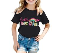 Camiseta informal con cuello de letra, manga corta para el comienzo del colegio, material de algodón suave, ajuste cómodo para el día a día, ropa exterior ideal para actividades al aire libre
