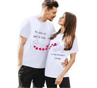 Camiseta informal de cuello redondo para mujer | Camiseta de manga corta para mayor comodidad y estilo, Blanco, XXL