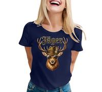 Camiseta informal de manga corta con cuello redondo y estampado moderno para un aspecto cómodo y elegante para el día a día, marine, L