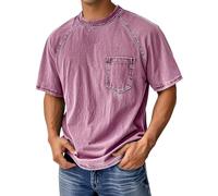 Camiseta Informal de Manga Corta Extragrande para Hombre, Estilo Vintage, con Cuello Redondo, básica, Holgada, Color Rosa, Talla XX-Large.
