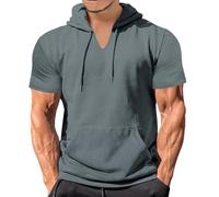 Camiseta Informal de Manga Corta para Hombre, Corte Holgado, Sudaderas con Capucha Estampadas, Estilo Holgado, Camisa de Verano, Gris Oscuro, Talla M