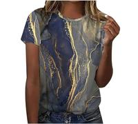 Camiseta informal de manga corta para mujer, cuello redondo, elegante, suelta, suave, blusa de manga larga para mujer, Negro , XXL