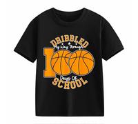 Camiseta informal de manga corta para niñas y niños, 1 día de apertura escolar, 1 día de aniversario, personalidad, holgada, manga corta para niñas y niños, Negro, 8-9 años