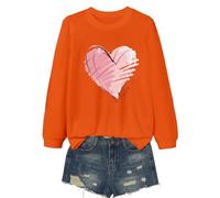 Camiseta informal de moda con cuello redondo y manga larga para mujer, perfecta para el día de San Valentín. Camiseta interior cómoda y moderna. Ideal para el uso diario. Verde No gracias, naranja, L