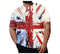 Camiseta informal de moda para hombre La bandera británica The Jack Fat Tallas grandes Camiseta holgada informal con estampado 3D de talla grande para hombre Abrigo para hombre de talla (Beige, XXXL)