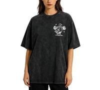 Camiseta informal de rayas para mujer con efecto lavado como parte superior deportiva para primavera, Negro , 3XL