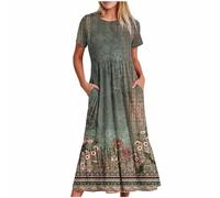 Camiseta Informal De Verano para Mujer Hermoso Vestido De Fiesta Casual Sexy Dress Divertida Estampada Retro para Verano Vintage Otoño Vestir De Noche
