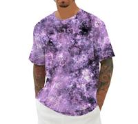 Camiseta Informal Manga Corta Hombre Estampado Estelar diseño Tie-Dye Cuello cómoda versátil Moderna Ligera Juvenil Atractiva Ideal para Uso Diario Casuales (Purple2, L)