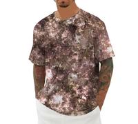 Camiseta Informal Manga Corta Hombre Estampado Estelar diseño Tie-Dye Cuello cómoda versátil Moderna Ligera Juvenil Atractiva Ideal para Uso Diario Casuales (Brown, XXL)