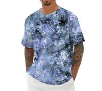 Camiseta Informal Manga Corta Hombre Estampado Estelar diseño Tie-Dye Cuello cómoda versátil Moderna Ligera Juvenil Atractiva Ideal para Uso Diario Casuales (Sky Blue, XXXXL)
