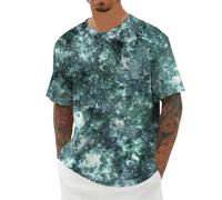 Camiseta Informal Manga Corta Hombre Estampado Estelar diseño Tie-Dye Cuello cómoda versátil Moderna Ligera Juvenil Atractiva Ideal para Uso Diario Casuales (Mint Green, M)